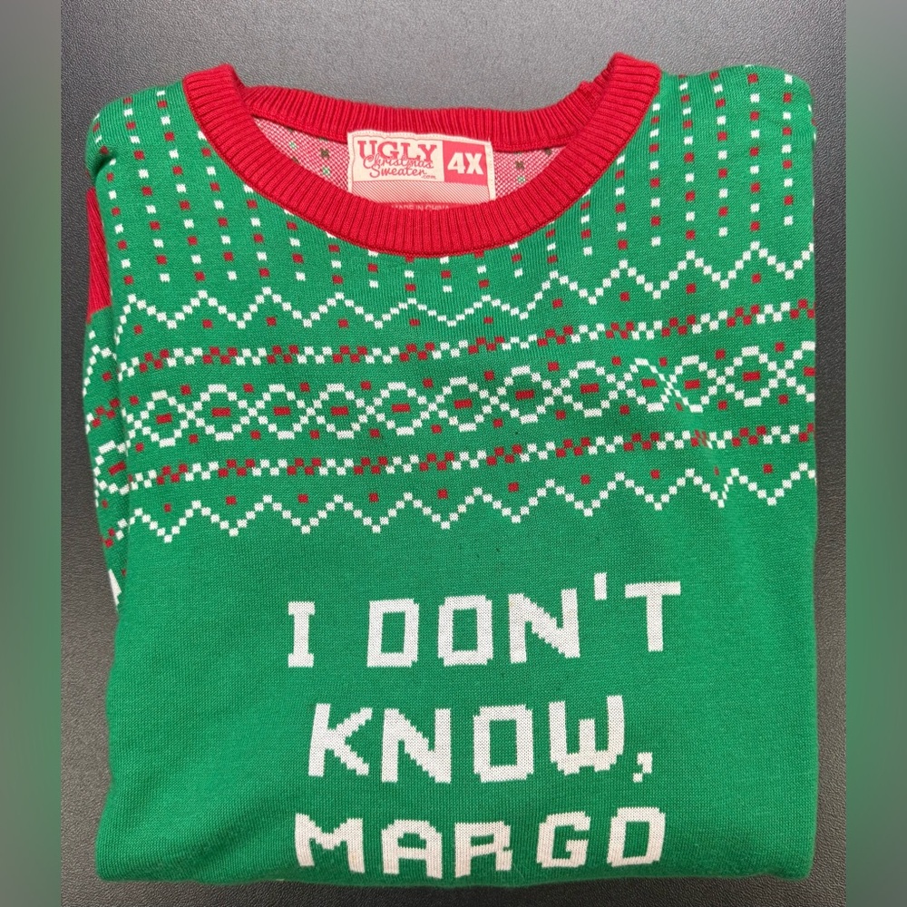Ugly Christmas Sweater Festive Green and Red Top